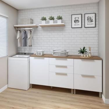 Imagem de Conjunto 2 Balcões Tex 104 para Área de Serviço Carvalho/Branco