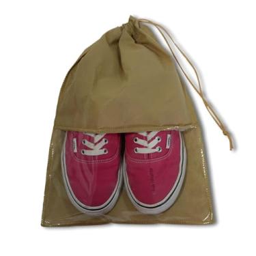 Imagem de 10 Sacos Para Sapatos/Porta Sapato Bege 36x28cm C/Visor