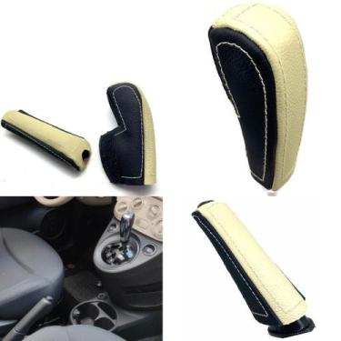 Imagem de Capas couro manopla câmbio automatizado e alavanca freio Fiat 500 Cult