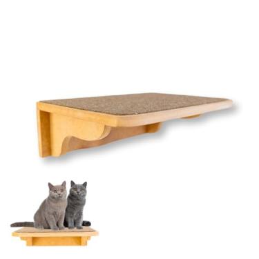 Imagem de Prateleira para Gatos Tamanho G Resistente Já Montado Com Kit Fixação e Seguro (Marrom)