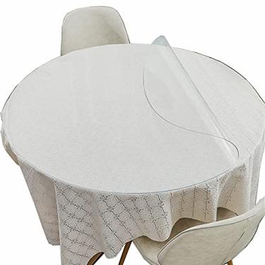 Imagem de Protetor de toalha de mesa transparente para mesa de bistrô, capa de mesa redonda, impermeável, à prova de óleo, toalha de mesa de PVC transparente para restaurante/bar, almofada de mesa de 2 mm de