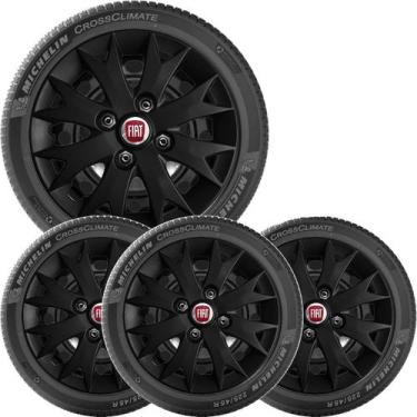 Imagem de 4x Calota Fiat Uno Palio Aro 13 Preto Emblema Original 158cb - Grid