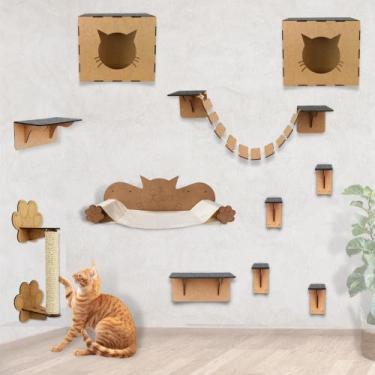 Imagem de Playground para Gato 11 peças Circuito Arranhador rede caminha nichos 