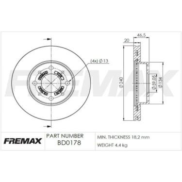 Imagem de Par Disco Freio Dianteiro Palio Weekend 1997 a 2020 BD0178 - FREMAX