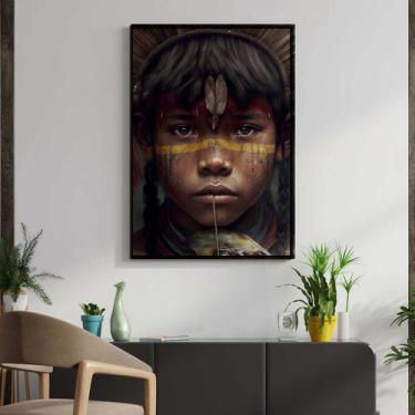 Imagem de Quadro com Moldura Decorativo Para Sala Quarto Hall Indio Brasileiro A