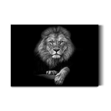 Imagem de Quadro Decorativo sala leão Luxo Parareto e branco 60x40 Quadro Quarto