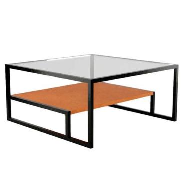 Imagem de Mesa de Centro com Tampo de Vidro Toledo Preta e Canela - New Green
