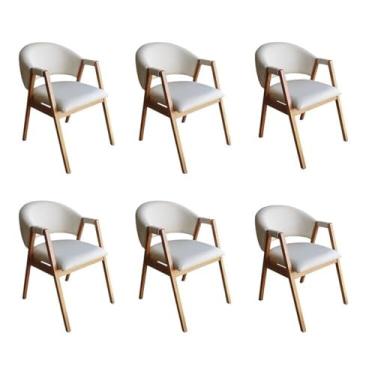 Imagem de Kit 6 Cadeiras Olivia em Madeira Maciça de Eucalipto Factor Branco