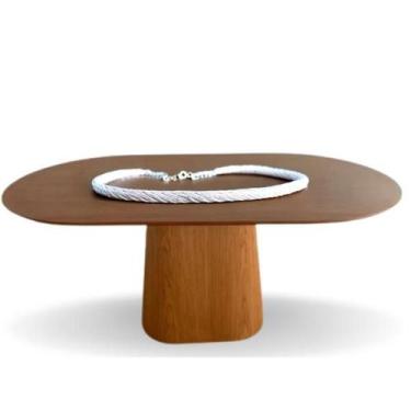 Imagem de Mesa de Jantar Cone Retangular Arredondada 198x122cm Base Freijó Tampo