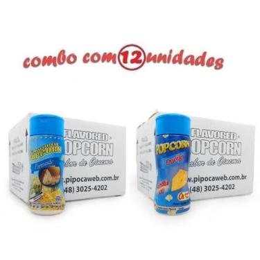 Imagem de Temperos Para Pipoca - Cx 12 Frascos - 6 Parmesão - 6 Queijo - Flavore