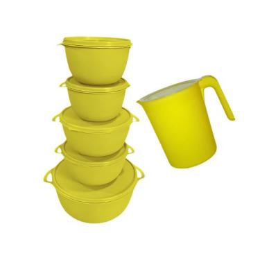 Imagem de Kit 5 Potes Bowl + Jarra - Microondas e Freezer - Casa Bella, Amarelo