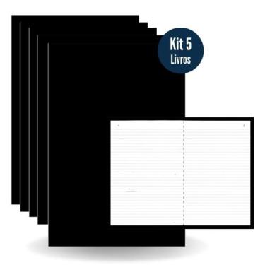 Imagem de Livro Ata Grande Capa Dura Preto 100 Folhas Numerado Kit 5 un sem Marg