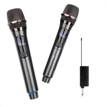 Imagem de Microfone Sem Fio Duplo Dinâmico E Profissional Com Receptor - WEBDD