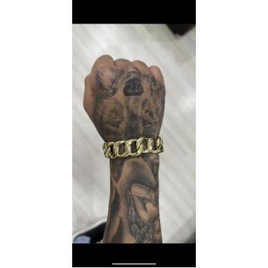 Imagem de Pulseira ello pitbull 18mm 21cm banhada a ouro 18k - Hm joias 