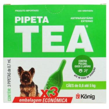 Imagem de Pipeta Tea 0,7ml Antiparasitário Contra Pulgas para Cães de 0,6 até 5 