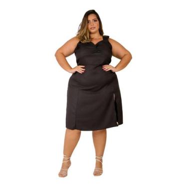 Imagem de Vestido Feminino Midi Fenda Lateral Alça Plus Size Casual - Thania Mod