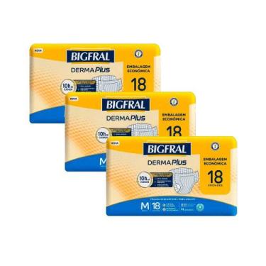 Imagem de Kit 3 Fralda Geriátrica Bigfral Derma Plus Pratica M 18 Unidades cada