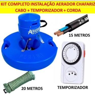 Imagem de Kit Aerador Chafariz para Piscicultura Oxigenador 0,5cv 500m² Perini -