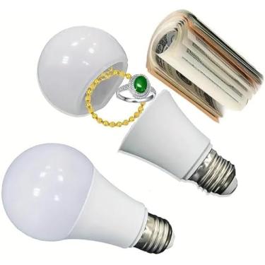 Imagem de Lâmpada branca cofre lâmpada secreta, armazenamento realista escondido de chamariz, desvio de lâmpada, compartimento escondido, cofre oculto, produtos acessórios segurança e proteção