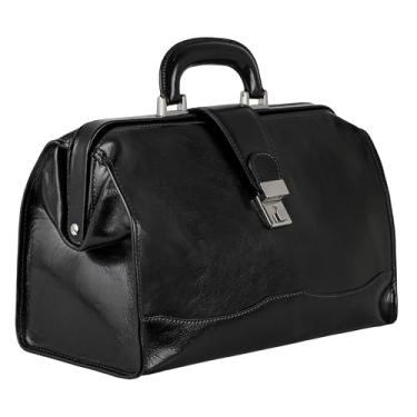 Imagem de Time Resistance Bolsa médica de couro - Bolsa médica artesanal italiana - Bolsa estilo vintage - Pasta de couro verdadeiro, Preto, Small