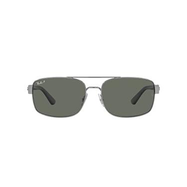 Imagem de Ray-Ban Óculos de sol quadrados masculinos RB3687, Metálico/Verde polarizado, 61 mm