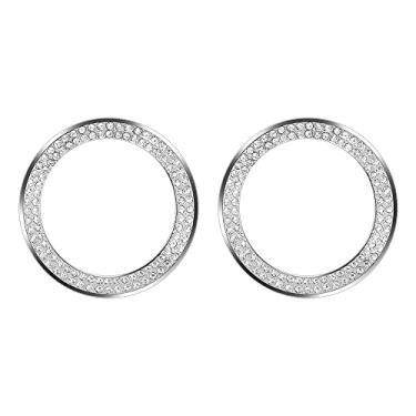 Imagem de LECART Acessórios de carro brilhantes para Jeep Grand Cherokee 2011-2021 anel de alto-falante de cristal para porta de carro adesivos de capa de metal, pacote com 2