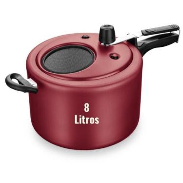 Imagem de Panela de pressão Grande 8 litros com visor de vidro Antiaderente MTA