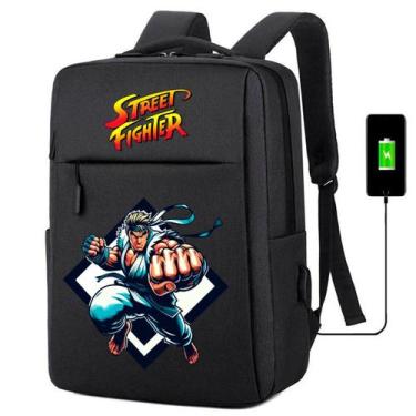 Imagem de Mochila USB Escolar Estampa Infantil Street Figther Notebooks, Trabalh