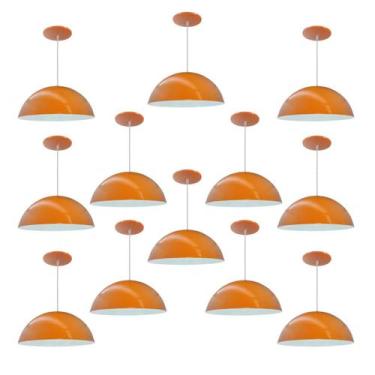 Imagem de Kit 12 Luminária Pendente Meia Lua 40cm Interior Branco Brilho Fiação 