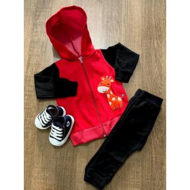 Imagem de Conjunto Infantil inverno com ziper quebra cabeça 23011, P, Vermelho