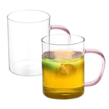 Imagem de PATIKIL Copo medidor de vidro de 500 ml, pacote com 2 canecas de vidro borossilicato 3,3, copo líquido com alça rosa para cozinha, transparente