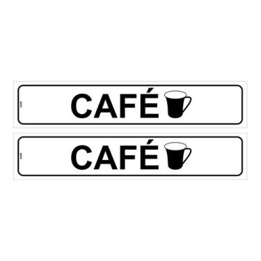 Imagem de Kit com 2 Placas de Sinalização Aviso: Refeitório - Café 5x25 cm, Poli