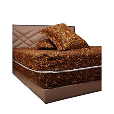 Imagem de RAJVEER TEXTILE Lençol de algodão com zíper - Queen Size luxuoso lençol de algodão com zíper 20,3 cm de profundidade - 600 fios algodão com zíper capa de colchão Queen - estampa de leopardo