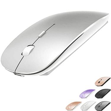 Imagem de KLO Mouse Bluetooth recarregável para MacBook/MacBook Air/Pro/iPad, mouse sem fio para laptop/notebook/pc/iPad/Chromebook (BT/B prata)