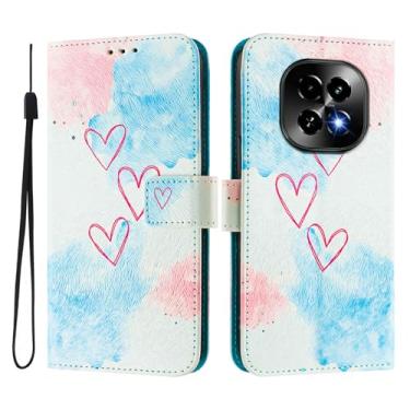 Imagem de Capa carteira para Realme C63 5G, 3 compartimentos para cartão, 1 compartimento para dinheiro, capa flip de couro PU com padrão fofo, capa com fivela magnética à prova de choque, compatível com sem