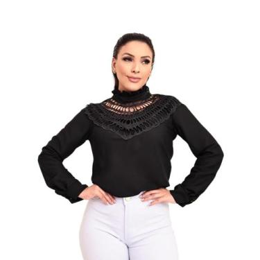 Imagem de Blusa Manga Longa Moda Boutique Renda Sofisticada SKU:BML02 - R.S MODA