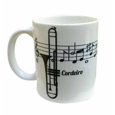 Imagem de Caneca Branca Música Notas Musicais Instrumento Trombone - GMH Prod. S