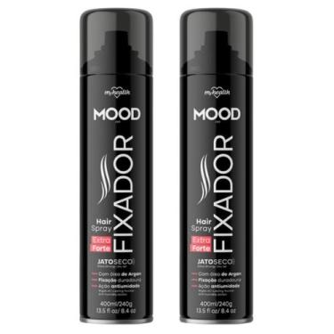 Imagem de Kit 2 Hair Spray Fixador Extra Forte Mood 400Ml - My Health