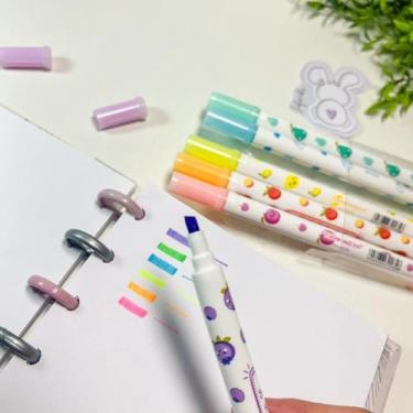 Imagem de Kit Marca Texto com Cheirinho e com Ponta Dupla - 6 cores - Foforiku