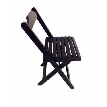 Imagem de Cadeira dobravel de madeira Preta ripada - Rei