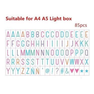 Imagem de Cartela 85 Letras Coloridos P/letreiro Light Box Led A4 E A5 - Não Inf