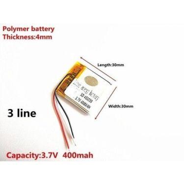 Imagem de 1 Peça 403030 C/ 3,7v Com 3 Fios 4mm X 30mm X 30mm 400mah - KMIG