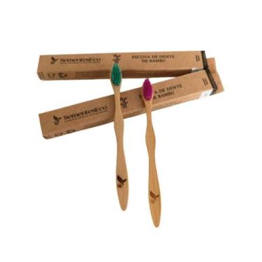Imagem de Escova Dental de Bambu - Infantil - Cerdas Macia - Sementes Eco, Verde