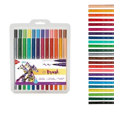 Imagem de Melhor Kit 24 Canetinhas Brush ponta pincel