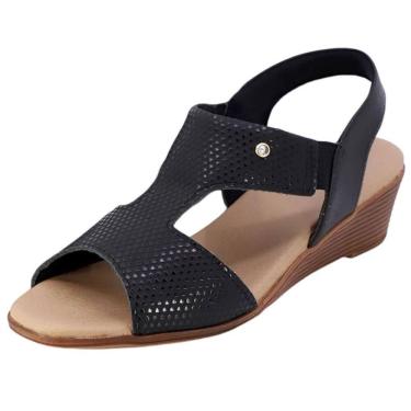 Imagem de Sandalia Feminina Anabela Baixa Conforto Casual Usaflex