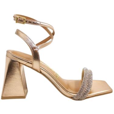 Imagem de Sandália Feminina Social Casual Dia a Dia Passeio com Strass Salto Bloco Alto Vizzano 6464.419