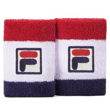 Imagem de Munhequeira Fila Stripes G Par 4x4 Marinho Vermelha e Branca