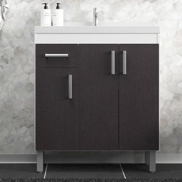 Imagem de Gabinete de Banheiro 80cm com Lavatório Ref 581 Cewal - Branco/Grafite