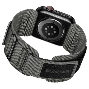 Imagem de SUNFWR Pulseira masculina de nylon resistente para Apple Watch séries 11/10/9/8/7/6/5/4/3/2/1/SE de 42 mm (série 11/10) de 41 mm, 40 mm, 38 mm