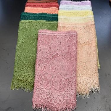 Imagem de Tecido 3 metros preço renda francesa chantilly floral bordado acabamento de renda com cílios recortados vestido de renda DIY costura renda para costura (cor 37)